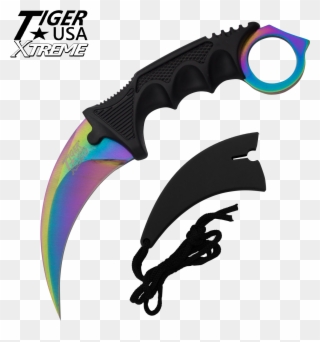 Color Karambit With Fixed Blade And Free Neck Sheath - Gold Karambit Clipart