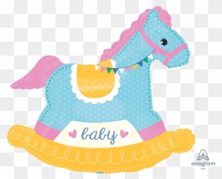 Baby Girl Rocking Horse - Giant Rocking Horse Baby Shower Balloon Clipart
