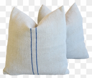 Blue Striped French Farmhouse Grain Sack Feather/down - Throw Pillow Clipart