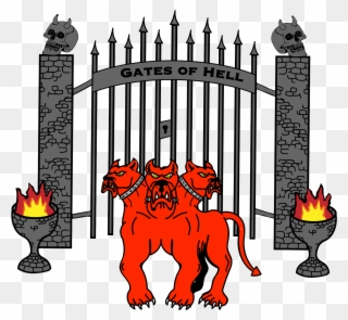 Gates Of Hell & Cerberus Combined - Hell Clipart