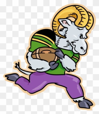 Vector Illustration Of Mountain Goat Ram Runs With - Football Ram Clipart
