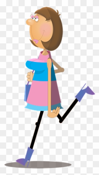 Woman, Female, Cartoon, Character, Walking, Shopping - Cartoon Clipart