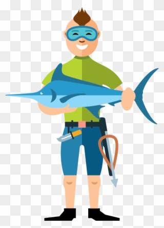 Spearfishing Catch A Fish - Pesca Submarina Dibujo Clipart