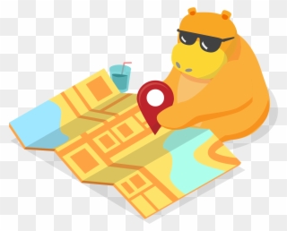 Hippo Putting Pin On A Map - Map Clipart