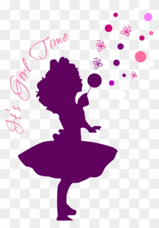 It's Girl Time - Silhouette Girl Blowing Bubbles Clipart