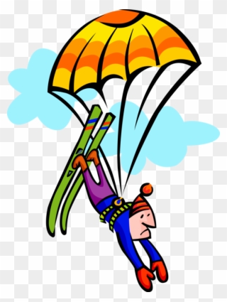 Skier On With Parachute - Extreme Sports Clipart - Png Download