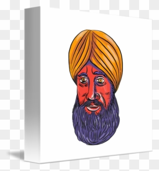 Beard And Turban Png Clipart Black And White Stock - Watercolor Painting Transparent Png