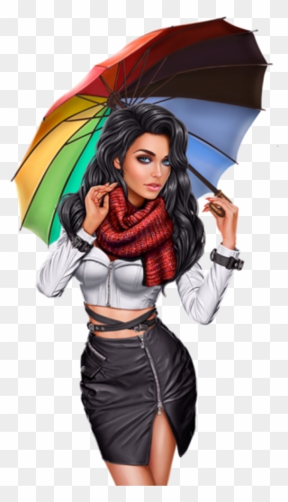 Tube Femme Avec Parapluie Ou Ombrelle Brollies, 3d - Automne Femme Tubes Png Clipart