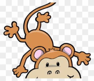 Cartoon Monkey Hanging Upside Down Clipart
