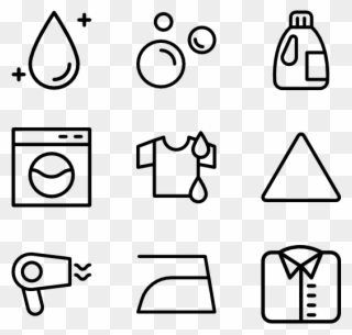 Linear Laundry Symbols - Icons Png Clipart