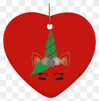 Football Field Unicorn Ceramic Heart Ornament Football - Christmas Ornament Clipart