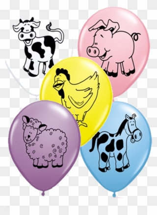 3 Farm Animal Print Latex Balloons - 11" Special Assortment Farm Animal Latex Balloons X Clipart
