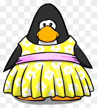 Yellow Sun Dress On Player Card - Club Penguin Wearing A Dress Clipart
