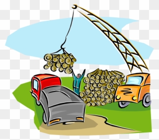 Vector Illustration Of Forestry Industry Lumber Being - Truck Clipart