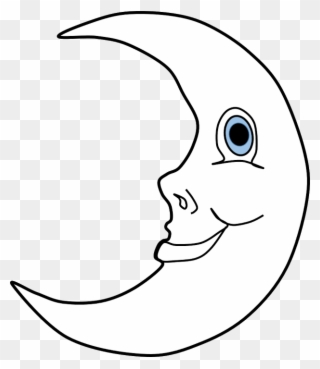 Smiling Moon Clipart - Line Art - Png Download