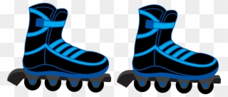 Cool Blue And Black Rollerblades - Rollerblades Clipart - Png Download
