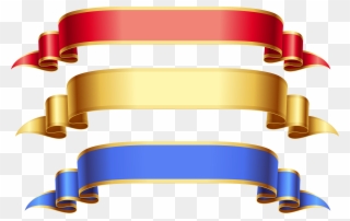 Large Transparent Red Gold Blue Banners Png Picture - Blue Gold Ribbon Png Clipart
