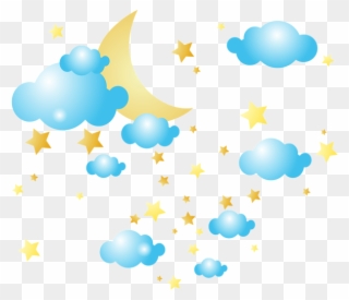 Graphic Transparent Download Moon Clouds And Stars - Moon And Stars Png Clipart