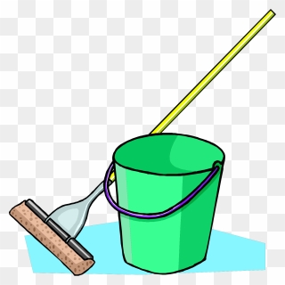 Bucket Clip Art - Cartoon Mop And Bucket - Png Download