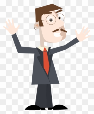 Businessman Excited With Hands Up - Businessperson Clipart
