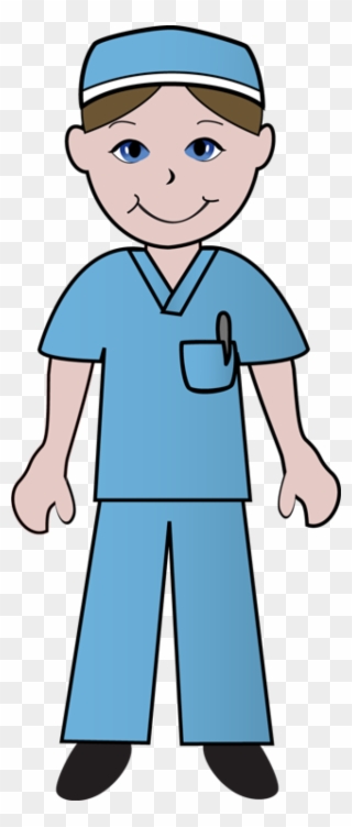 Free Clip Art Of Doctors And Nurses Nurse In Blue Scrubs - Cartoon Person In Scrubs - Png Download
