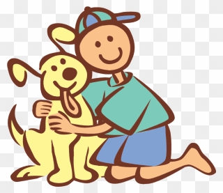 Boy And Dog - Person Hugging Dog Cartoon Clipart