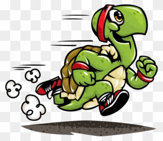 Slow Clipart Exhausted Runner - Turtle Running - Png Download