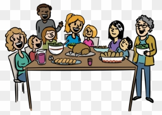 Large Size Of Thanksgiving - Big Family Dinner Cartoon Clipart