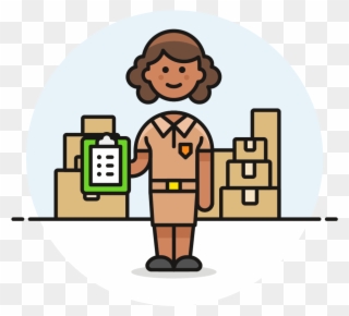 35 Mailman Package Female African American - Logistics Clipart