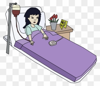 Hospital Bed Patient Woman Health Care - Girl In Hospital Bed Clipart - Png Download