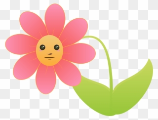 Free Cartoon Flower Clip Art - Flower With Face Clipart - Png Download