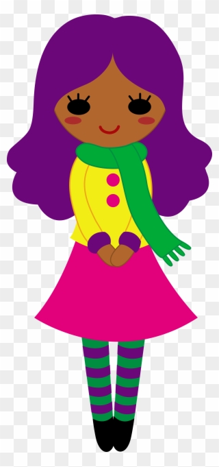 Cute Girl With Purple Hair - Girl With Purple Hair Cartoon Clipart