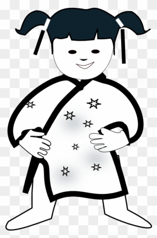 Chinese Girl Icon Black White Clipartist - Chinese Clip Art Black And White - Png Download