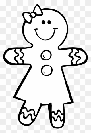 Gingerbread Man Black And White Clipart Kid - Gingerbread Christmas Coloring Pages - Png Download
