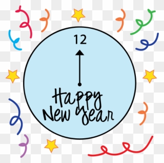 Happy New Year Animated Emoticons For Facebook Whatsapp - New Year Clock Clipart - Png Download