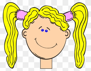 Happy Blonde Girl With Pig Tails Clip Art At Clker - Clipart Frown - Png Download