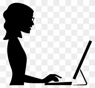 Computer Clipart Business Woman - Silhouette Woman With Glasses - Png Download
