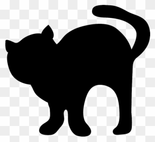 Black Silhouette Of Cat - Cute Halloween Black Cat Silhouette Clipart