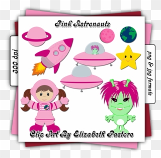 Outer Space Clip Art In Pink Night Kids, Pink Color - Spacecraft - Png Download