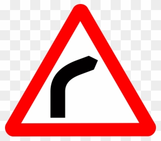 Curve Clipart Road Sign - Road Sign Curve Ahead - Png Download
