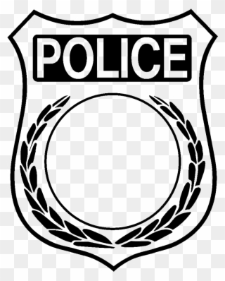 Badge Drawing Clip Art Free Stock - Police Badge Black And White - Png Download