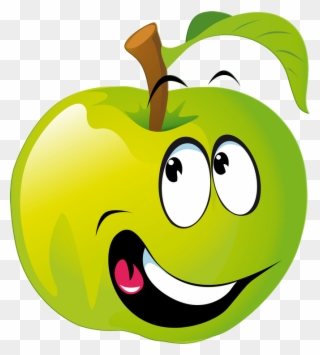Apfel Mit Smiley - Funny Fruits Clipart - Png Download