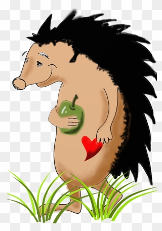 Igel Tier Comic Apfel - Cartoon Clipart