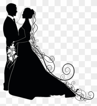 Love Liebe Hochzeit Wedding Silhouette Brautpaar Schwar - Wedding Couple Silhouette Png Clipart