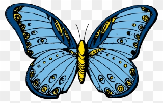 Custom Blue Butterfly Throw Blanket Clipart