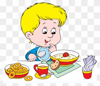 Healthy Breakfast Menu - Boy Eating Breakfast Clipart - Png Download