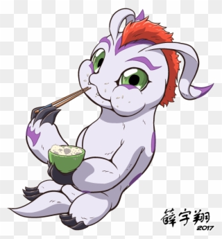 Gomamon And A Bowl Of Rice - Rice Clipart