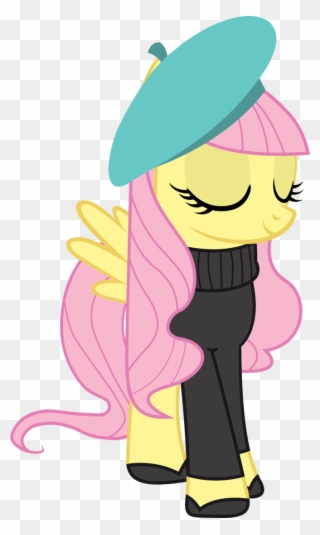 93198 Absurd Res Beatnik Beret Fluttershy Highres Recolor - My Little Pony French Rarity Clipart
