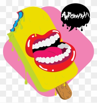 Tongue Clip Fun Vector Black And White - Ice Cream, I Scream - Png Download