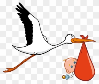 Storks Baby - Stork Carrying Baby Cartoon Clipart